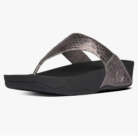FitFlop Lulu Metallic Snake Print Flip Flop Sandals - Picture 1 of 10